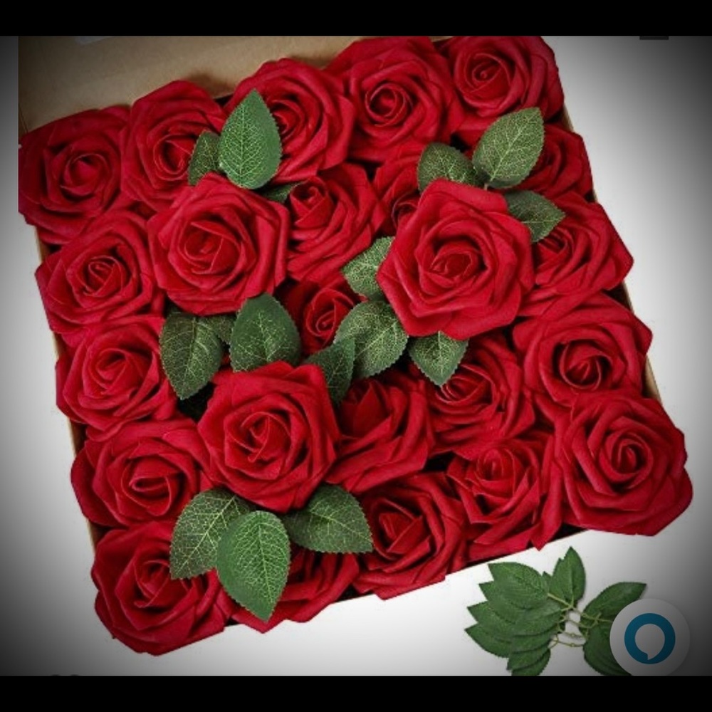 AmyHomie Artificial Flower Red Rose 75pcs Real Looking Fake Roses w/Stem…DIY